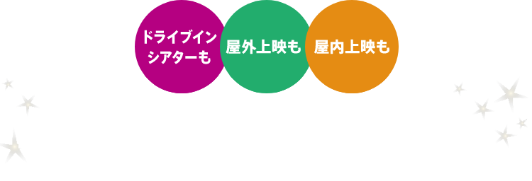 ドライブインシアターも、屋外上映も、屋内上映も、映画イベントはイオンエンターテイメントへ。